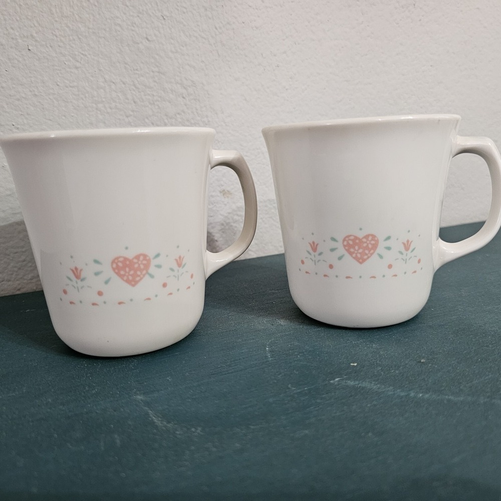Vintage Corningware "Forever Yours" Mug Set of 2 Cottagecore Cute
